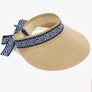 NEW SEA & GRASS Straw Sun Visor With Ribbon